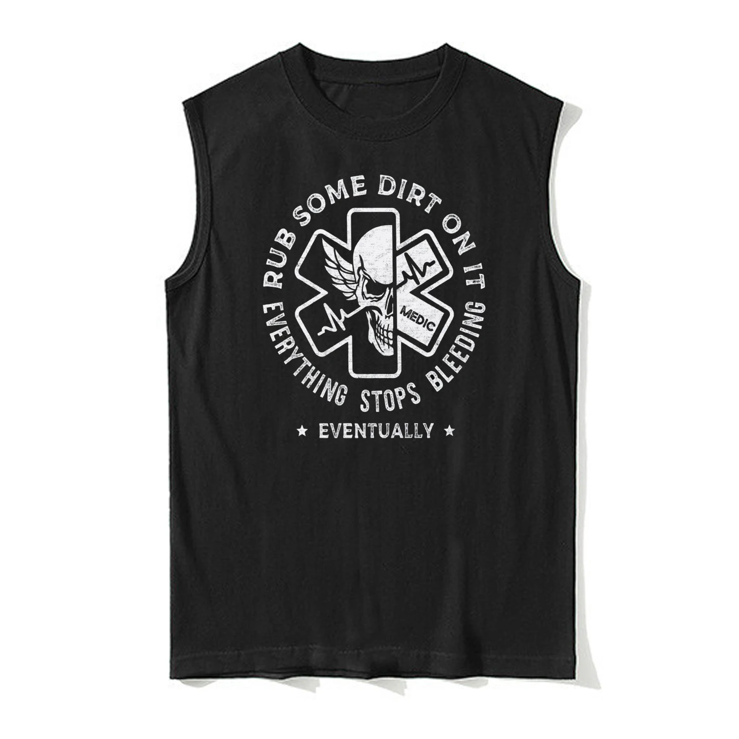 Retro EMS EMT Skull Star of Life Medical Paramedic Tank Top New 100% Cotton O-Neck Summer Casual Mens Vest Sleeveless T-shirt