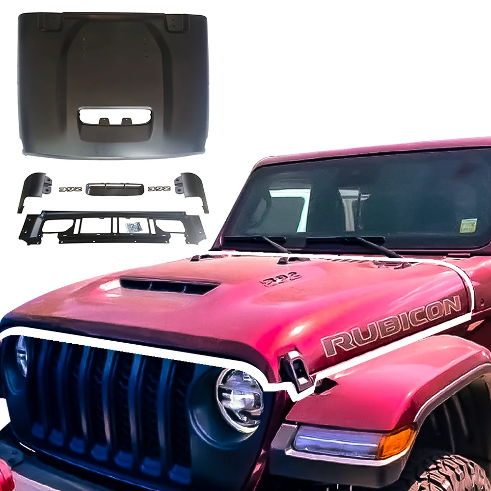 

New arrival Lantsun JL1295 steel engine hood bonnet for jeep for wrangler JL & JT & 4XE