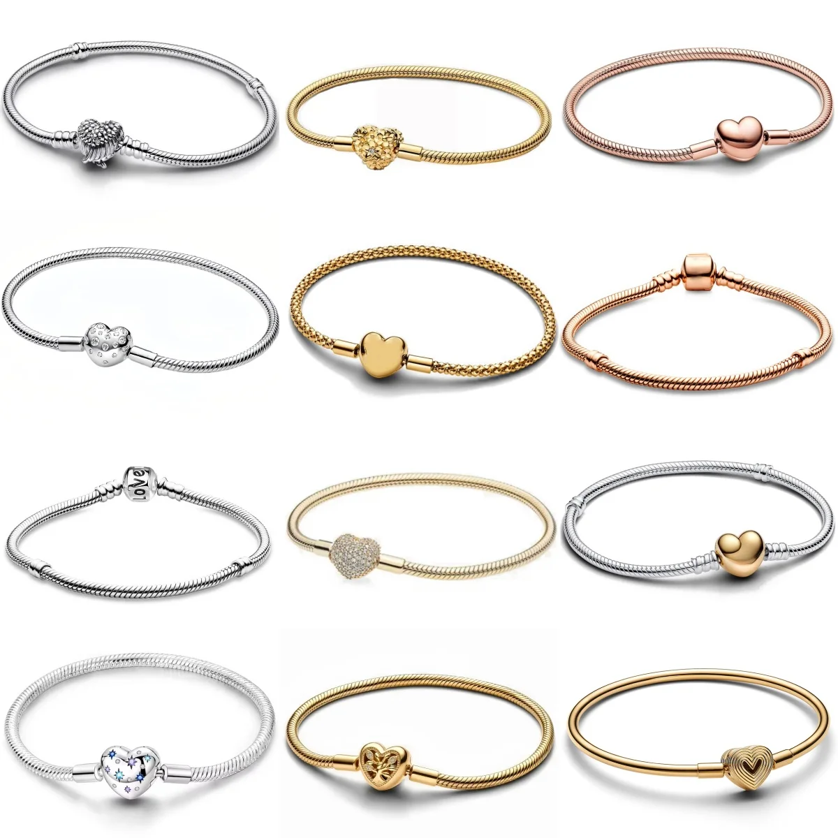 

HOT SALE Wavy Heart Bangle For Women Round Clasp Femme Love Bracelet Decoration Snake Chain Accessories Jewelry