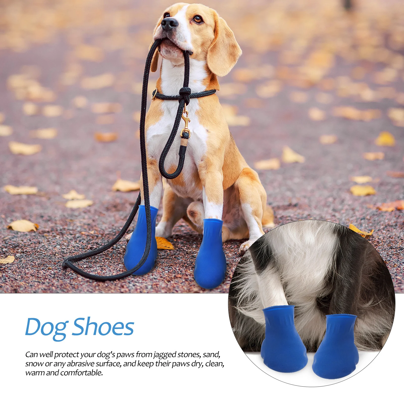 

4Pcs Dog Boots Waterproof Non-Slip Design for Outdoor Walking Simple Casual Comfortable Pet Shoes Blue Size S Pet Shoes