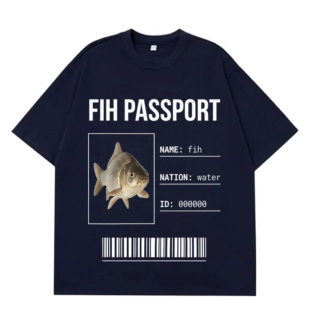 Fih Fish Stupid Funny Meme T-shirt Men Women Fashion T-shirt Summer Short-sleeved Loose Casual Hip-hop Oversized T-shirts Tops