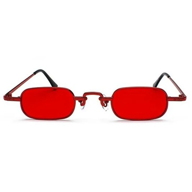 2Pcs Retro Punk Glasses Clear Square Sunglasses Female Retro Sunglasses Men Metal Frame - Red & Black + Black Gray