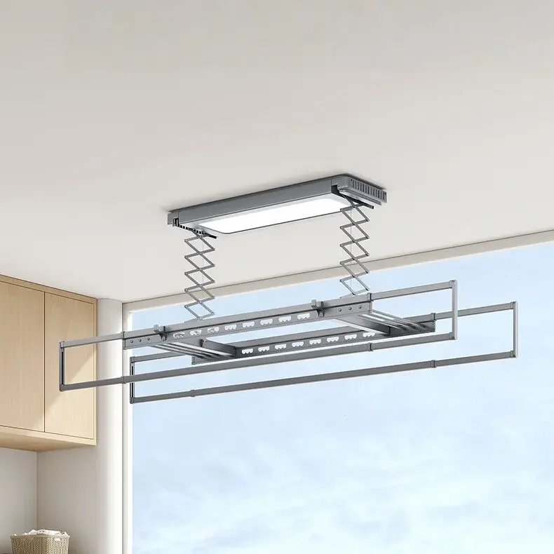 Household Electric Lifting Clothes Drying Rack With Fan Intelligent Retractable Hanging Laundry Air Dryer