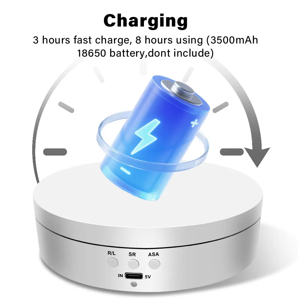 قاعدة دوارة كهربائية عرض موقف 3 سرعات 360 درجة حامل مجوهرات القرص الدوار USB/بطارية تعمل بالطاقة الدورية صينية