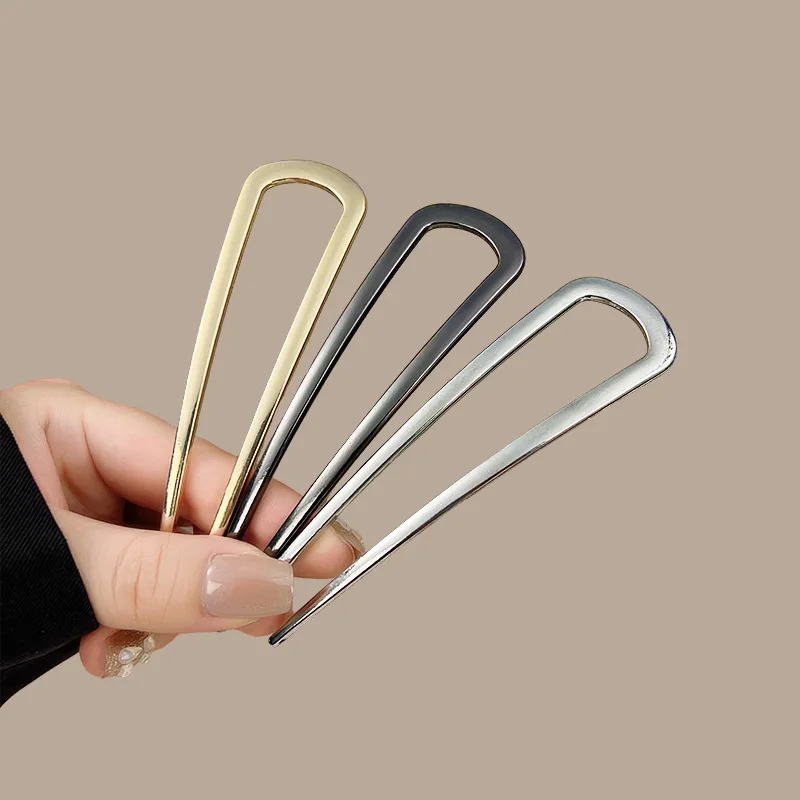 Dicke, einfache U-förmige Haargabeln für Frauen und Mädchen, Metall-Haarspangen, geometrische Haarclips, modische Haaraccessoires für Damen – Detail 22