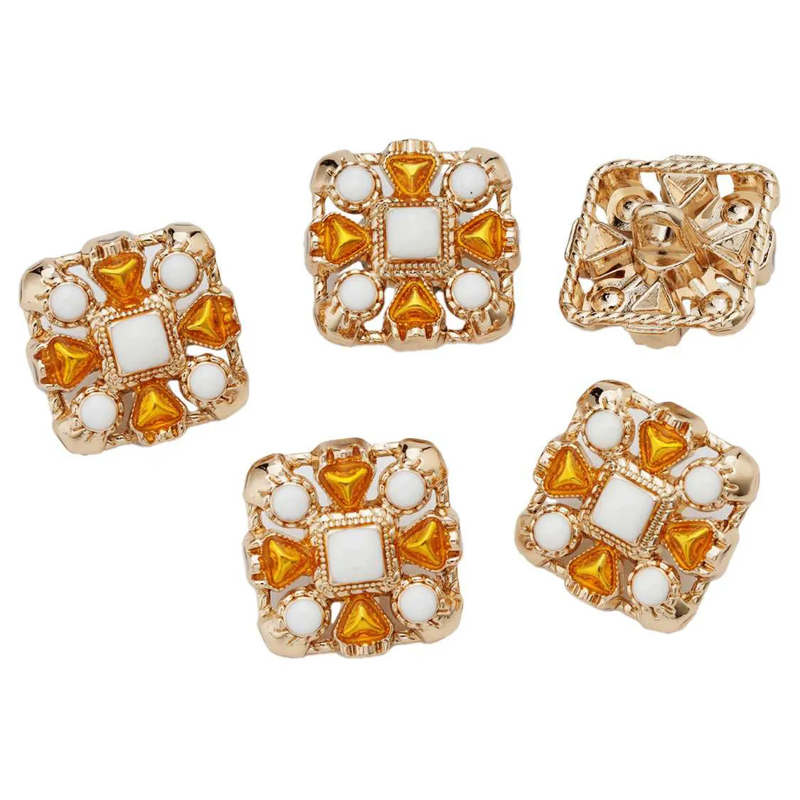 5pcs square enamel decor hollow-out metal button cloth velvet coat dress shirt Jacket fabric Sewing brooch DIY 16/21mm