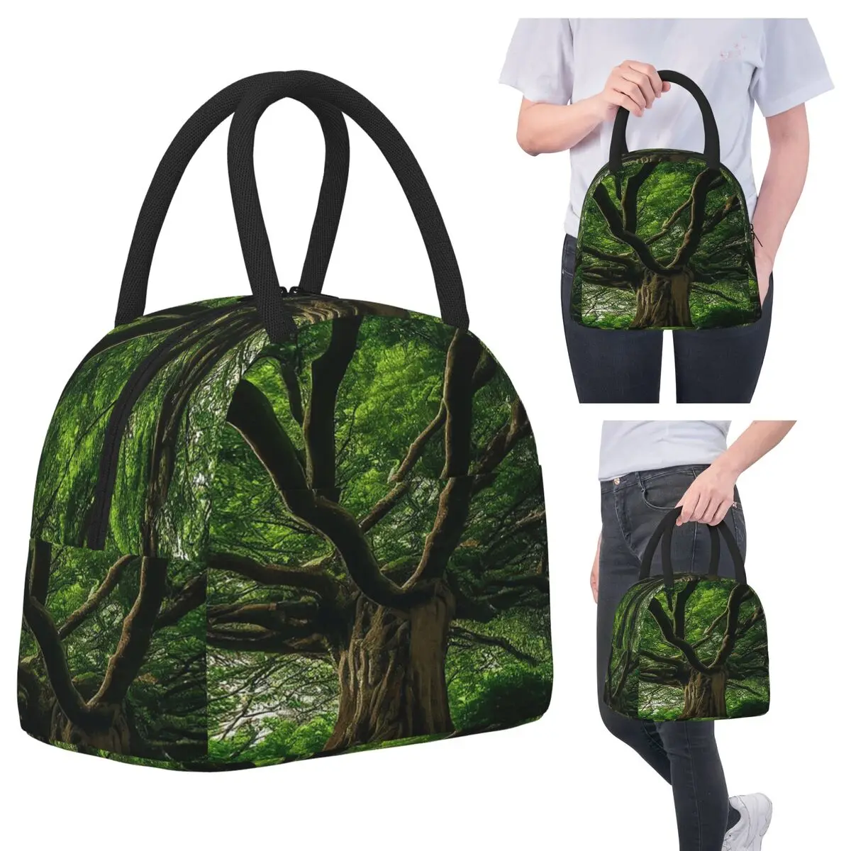 

Изолированная сумка для обеда Magic Green Tree для женщин, офисный холодильник, термосумка для еды, портативная коробка для завтрака, контейнер