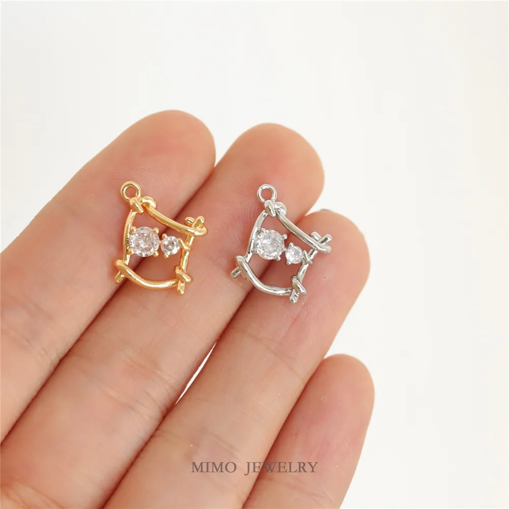 

1PCS 14.8x17.4mm Copper Plated with Real Gold, Irregular Quadrilateral Hollowed-out Zircon Pendant, DIY Handmade Accessory