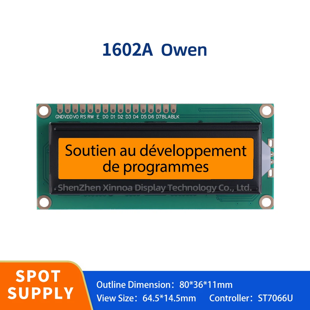 Original ST7066U Chip 02*16 LCD 16*2 16X2 16PIN Voltage 3.3V 80*36*11MM Orange Light Black Letters European 1602A LCD Module