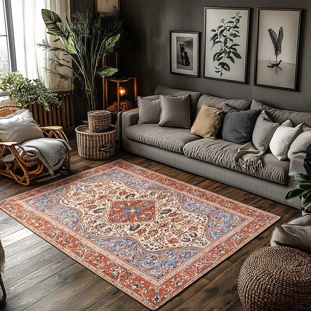 Alfombra decorativa de estilo persa con diseño floral vintage para sala de estar o dormitorio (rojo blanco) tamaño 2x3 pies hecho a mano Orien