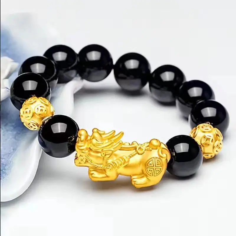 Special Section: 24K Pixiu Bracelet For Men, 99 Gold Color, Simple And Stylish