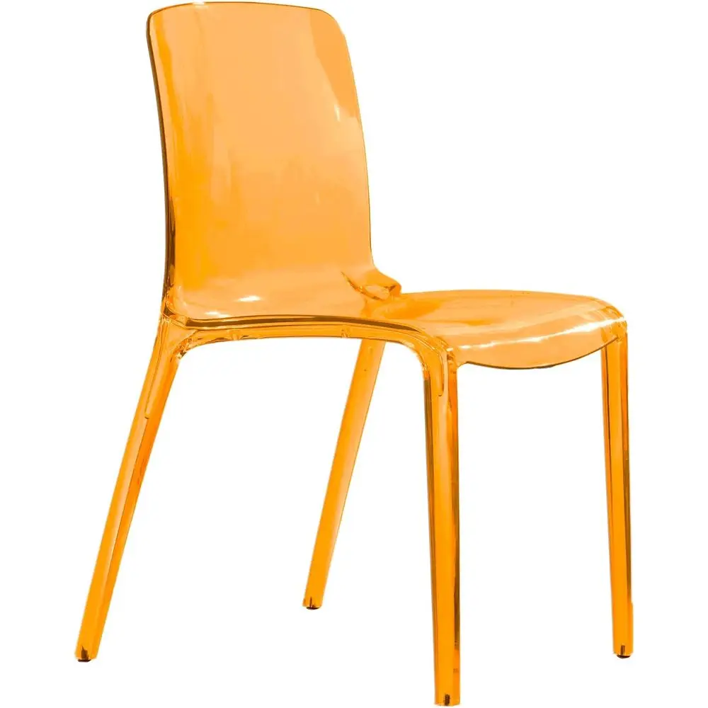 

Современный обеденный стул из прозрачного оранжевого акрила для кухни и столовой, идеально подходит для современного домашнего декора.
