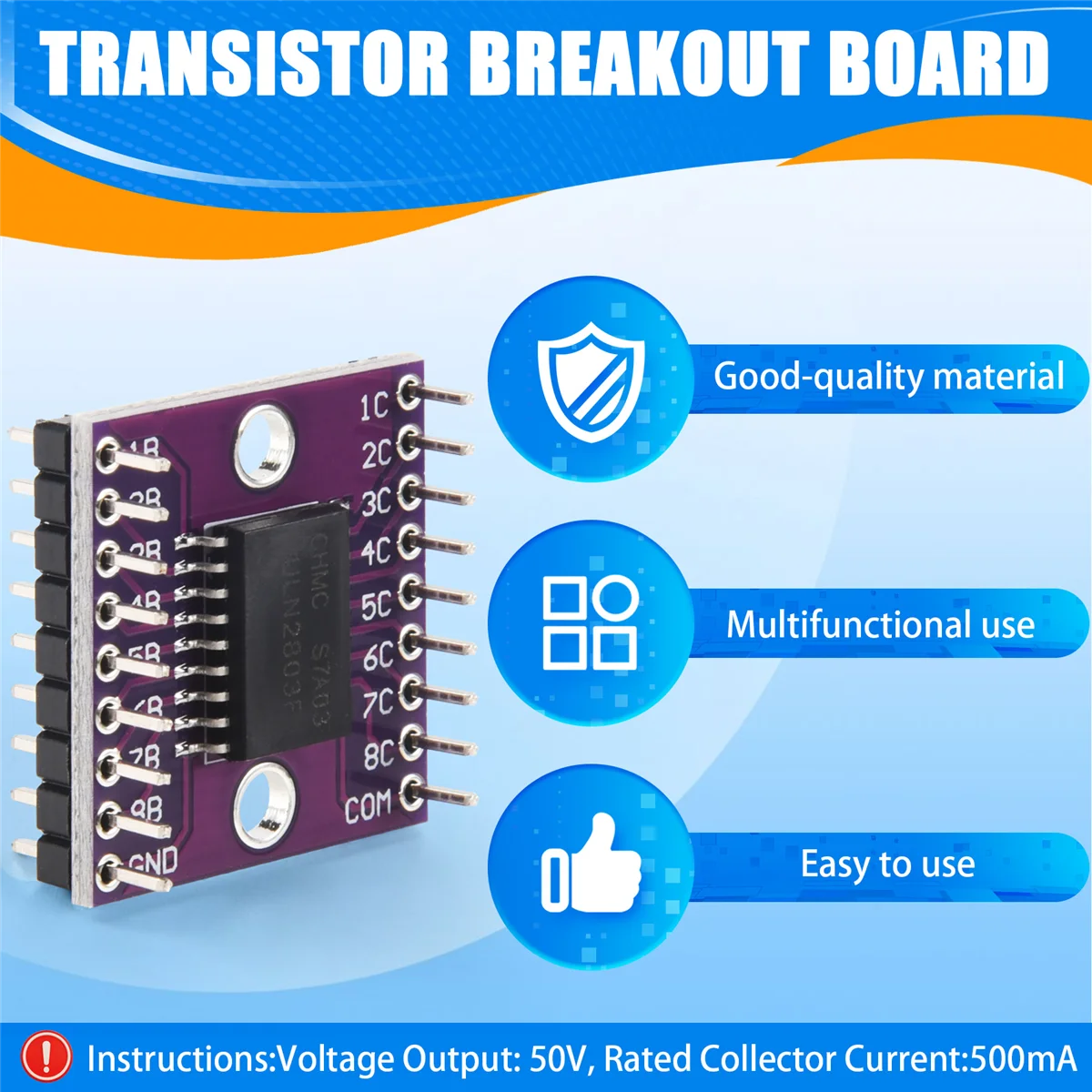 Durable ULN2803A Darlington Transistor Arrays Driver Breakout Board for Arduino