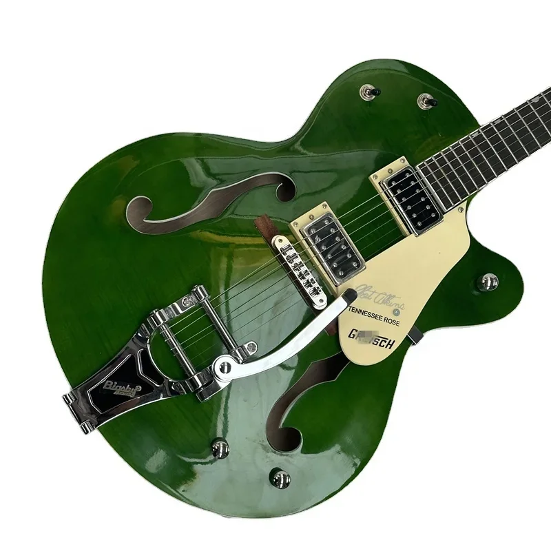 GRTCH Brand Green Electric Guitar Semi-hollow Body Chrome Hardware Fast Shipping(Green,blue,orange)