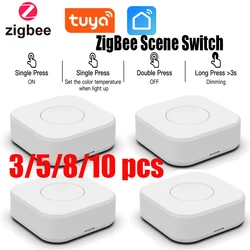 Tuya ZigBee Smart Scene Switch Wireless Mini Switches Multi Scene Linkage One Touch Control Button Works With Zigbee Gateway