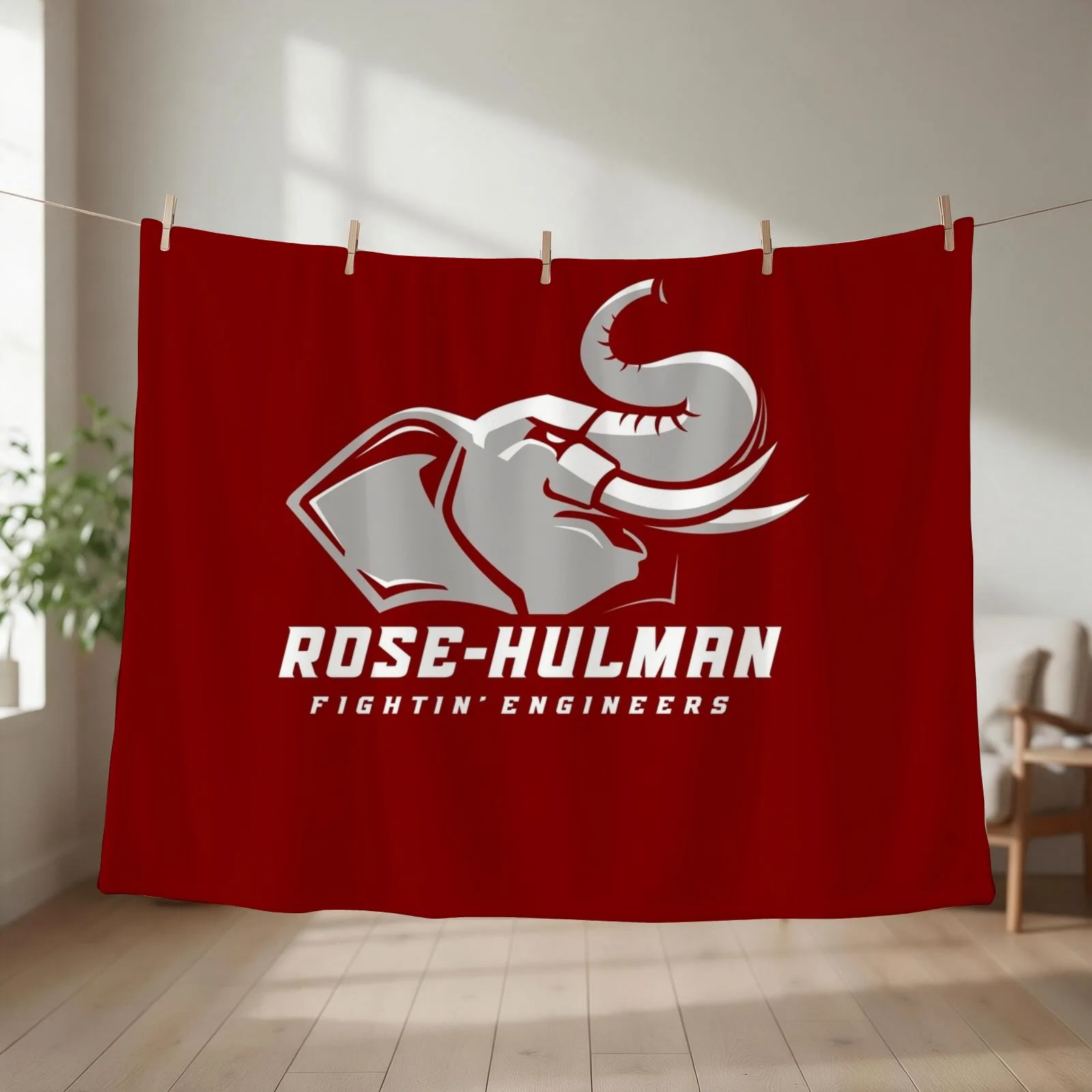 The Rose Hulman Fightin' Engineers Throw Blanket couch cozy soft plush fuzzy picnic outdoor blanket