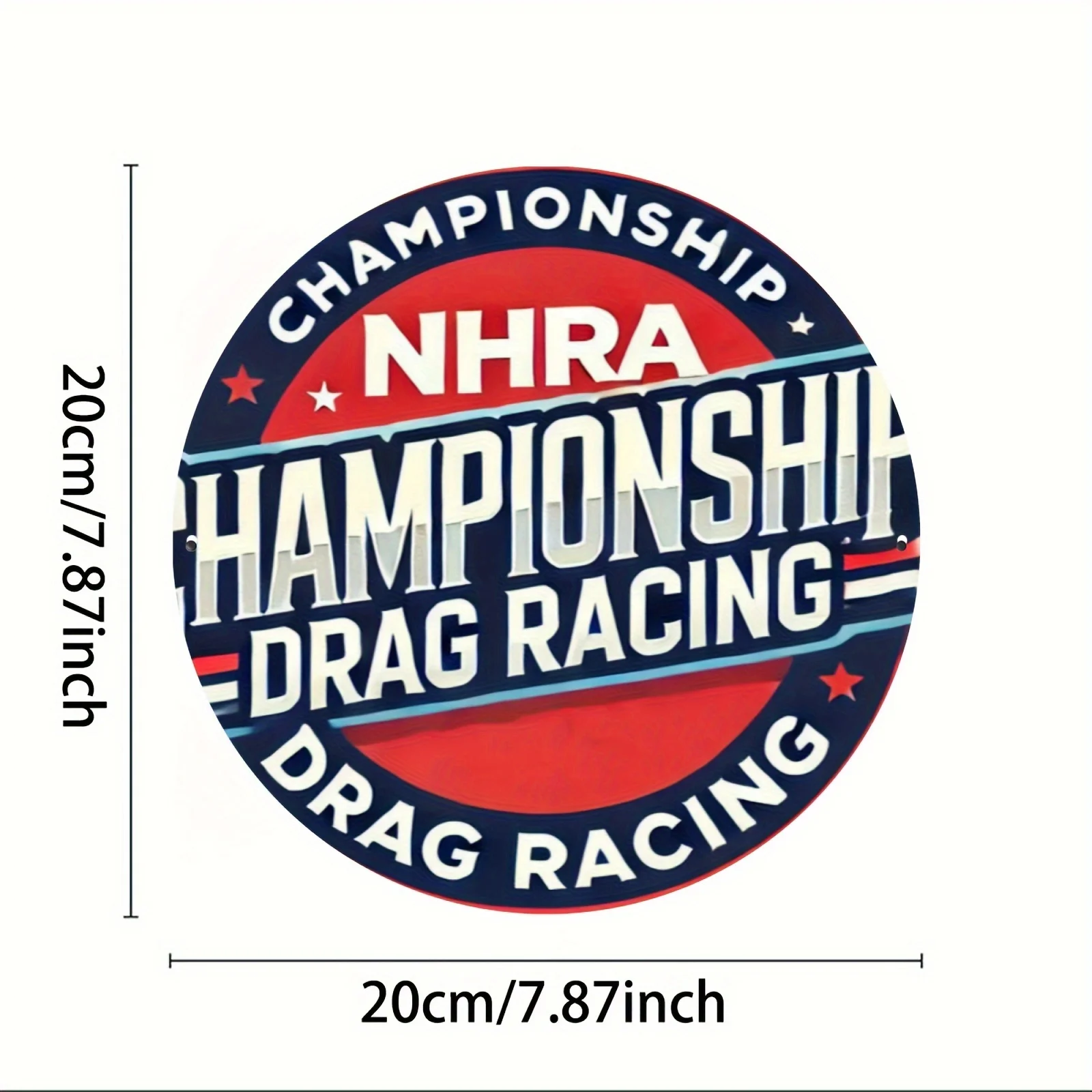 Vintage NHRA Drag Racing Championship Car Round Aluminum Metal Sign 20x20cm 2D Flat Garage Bar Wall Decor Gift