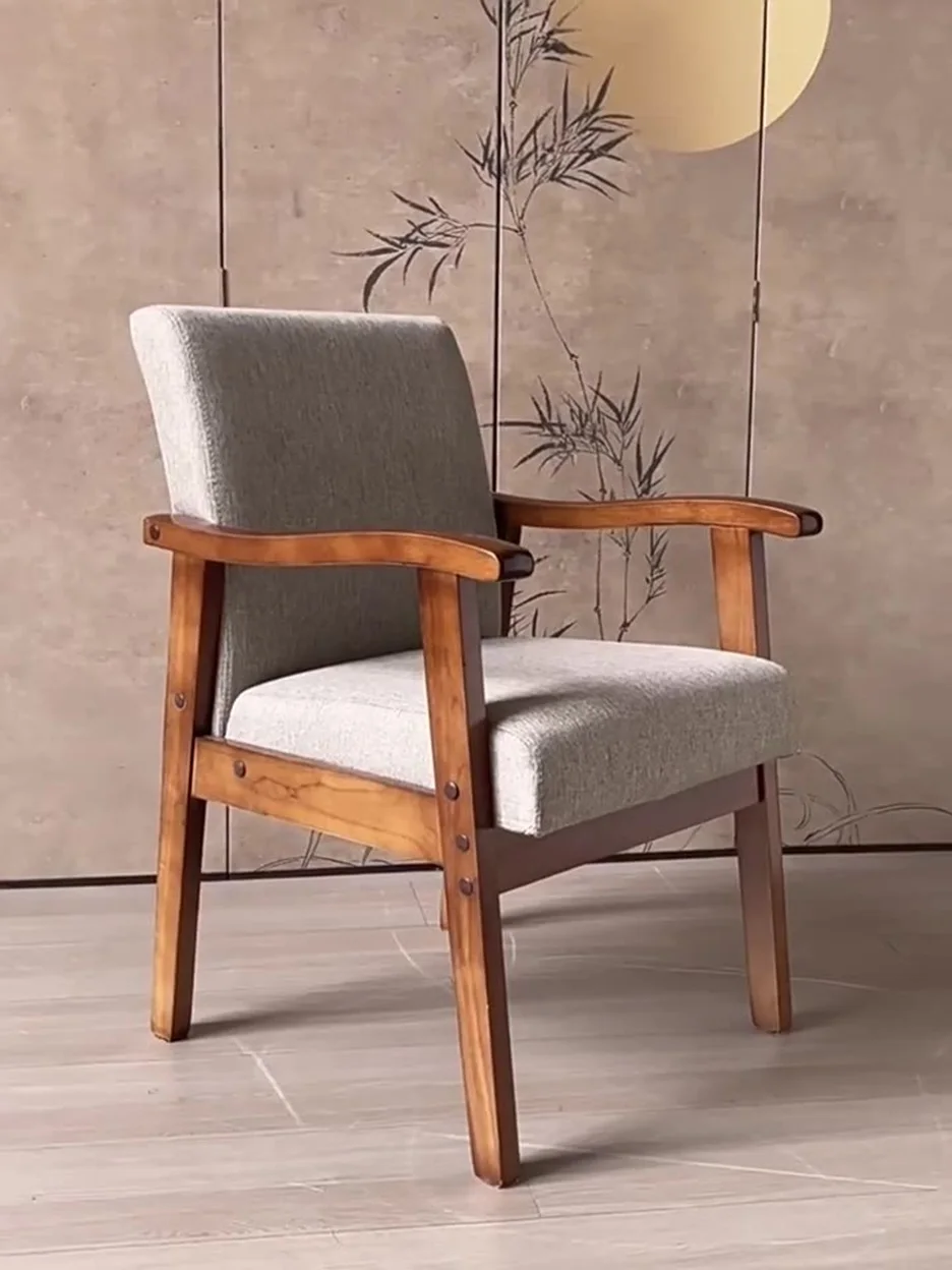 Silla de madera maciza, sofá individual, silla de escritorio para ordenador, sillón con respaldo cómodo para el hogar, silla para personas mayores de mahjong