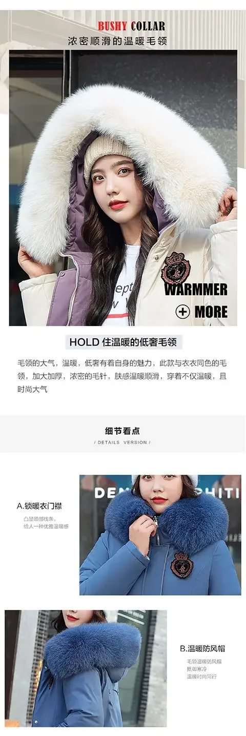 Double Sided Wearing Parker 2026 Winter New Women's Down Cotton Jacket Big Fur Collar Hooded Coat Female Thicken Parka Overcoat