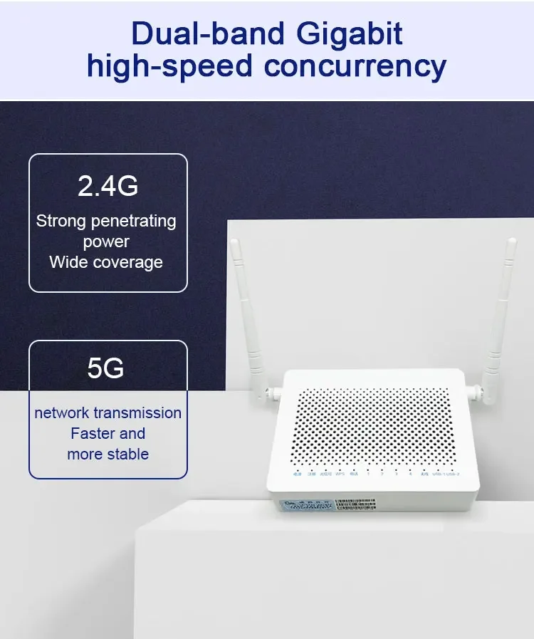 FTTH F673av9a GPON ONU 5G 4GE+2usb Dual Band 5G WIFI Router ONT OLT  New or Used Fiber Modem Without Power and Box