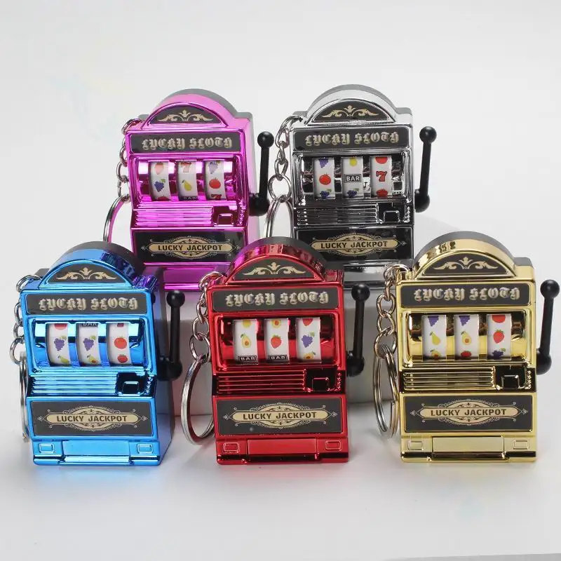 الفاكهة فتحة آلة المفاتيح محظوظ سحر الجائزة الكبرى سلاسل المفاتيح لعبة كازينو صغيرة قلادة حقيبة حلقات المفاتيح حفلة طفل الكبار هدايا الجدة