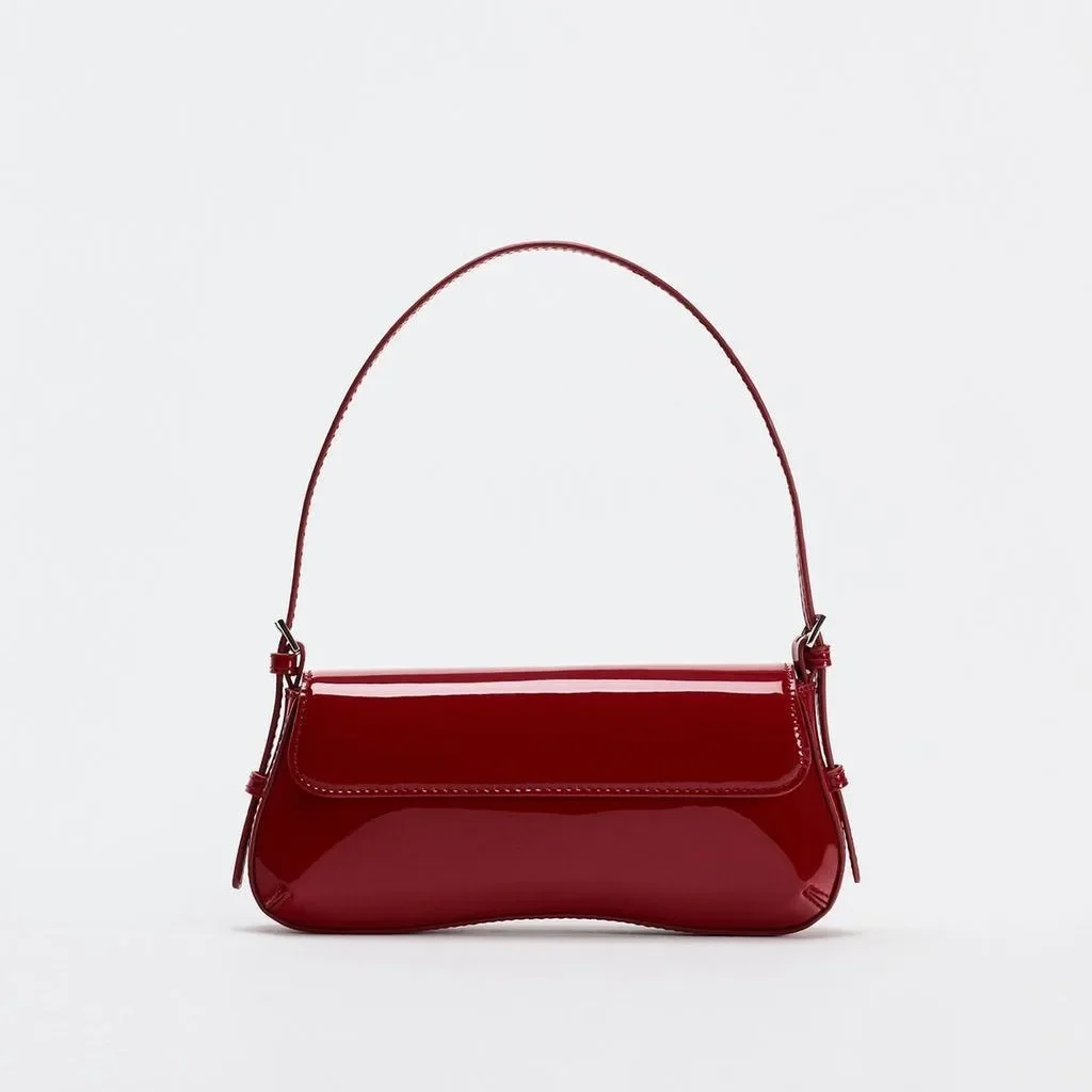 

Spring 2025 New Red Baguette Underarm Bag Fashion Simple Commuter Clamshell Retro Shoulder Bag Crossbody Bag