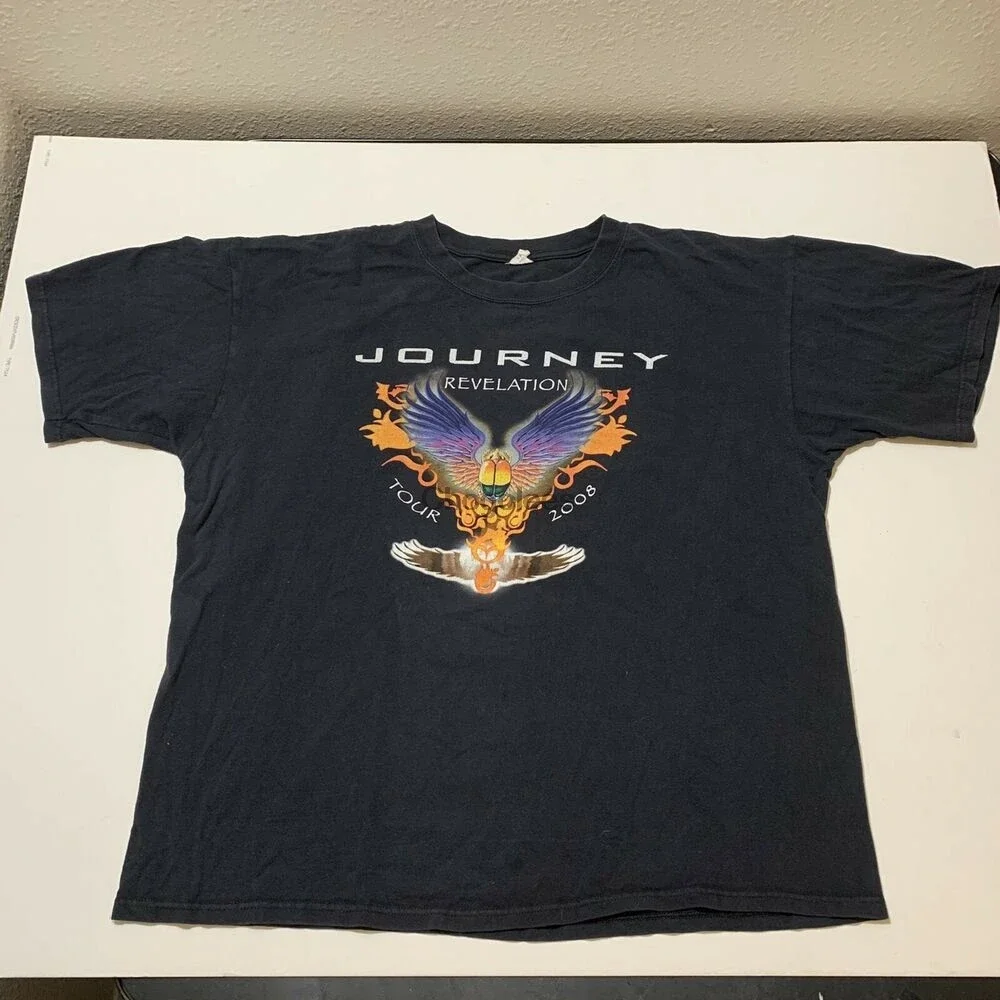 

Journey Revelation Tour Band Tee Shirt Concert Rock Gold Scarab Men’s Size XL