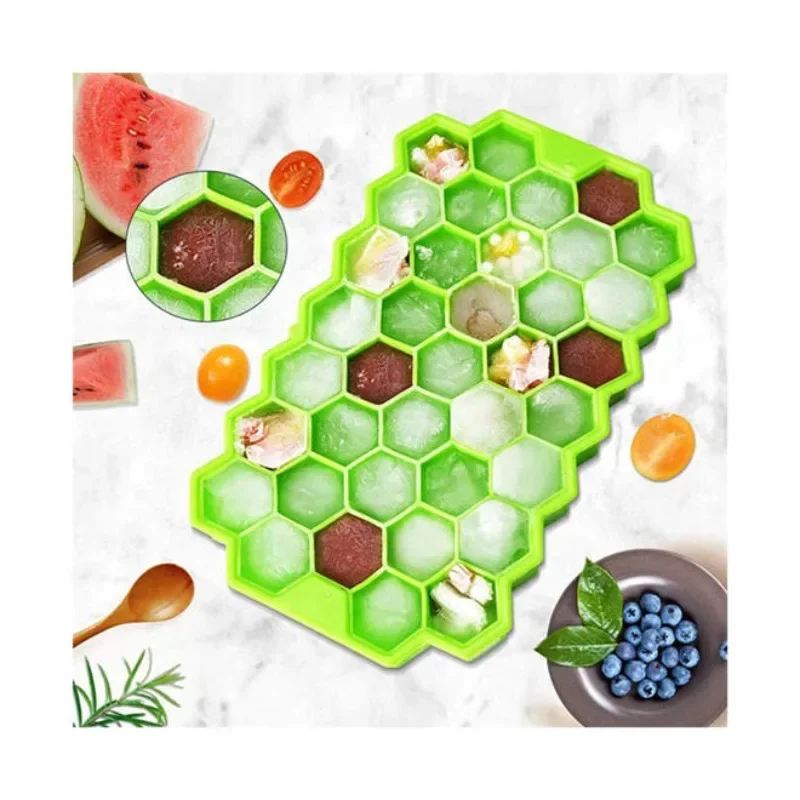 1PC 37 Grid Food Grade Soft Silicone Honeycomb Ice Cube Mold Cover Washable Reusable BPA Free Ice Maker Mold Whiskey Cocktail