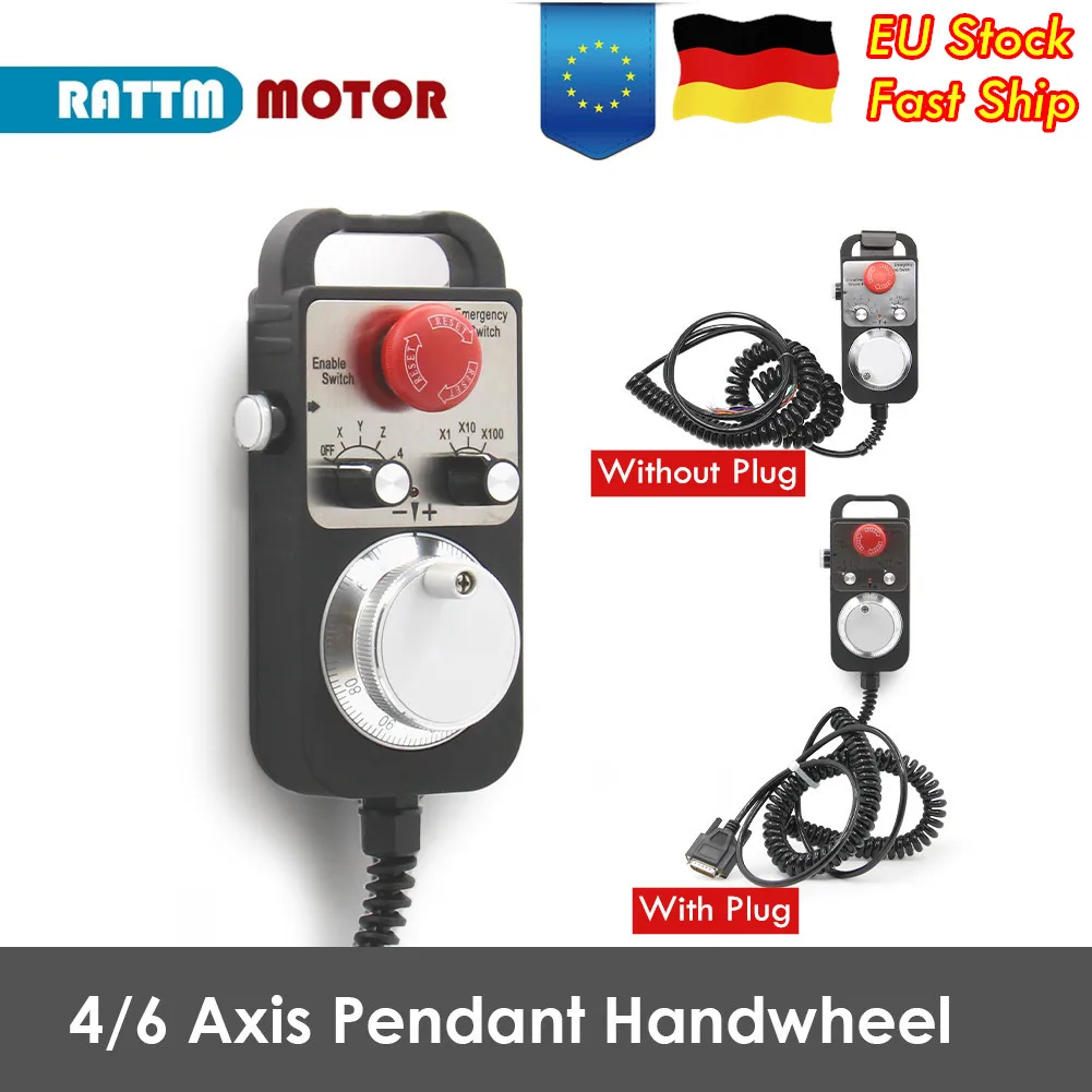 

「EU Store」4 Axis CNC Accessories Handwheel Pendant MPG With Emergency Stop and Connector For DDCS V3.1 / Expert