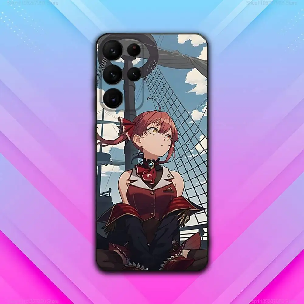 H-Houshou Casing Ponsel Hitam Marinir Gadis Imut untuk Samsung S30,S25,S24,S23,S22,S21,S20,Fe,Lite,5G,Ultra,Plus Ultra-Tipis