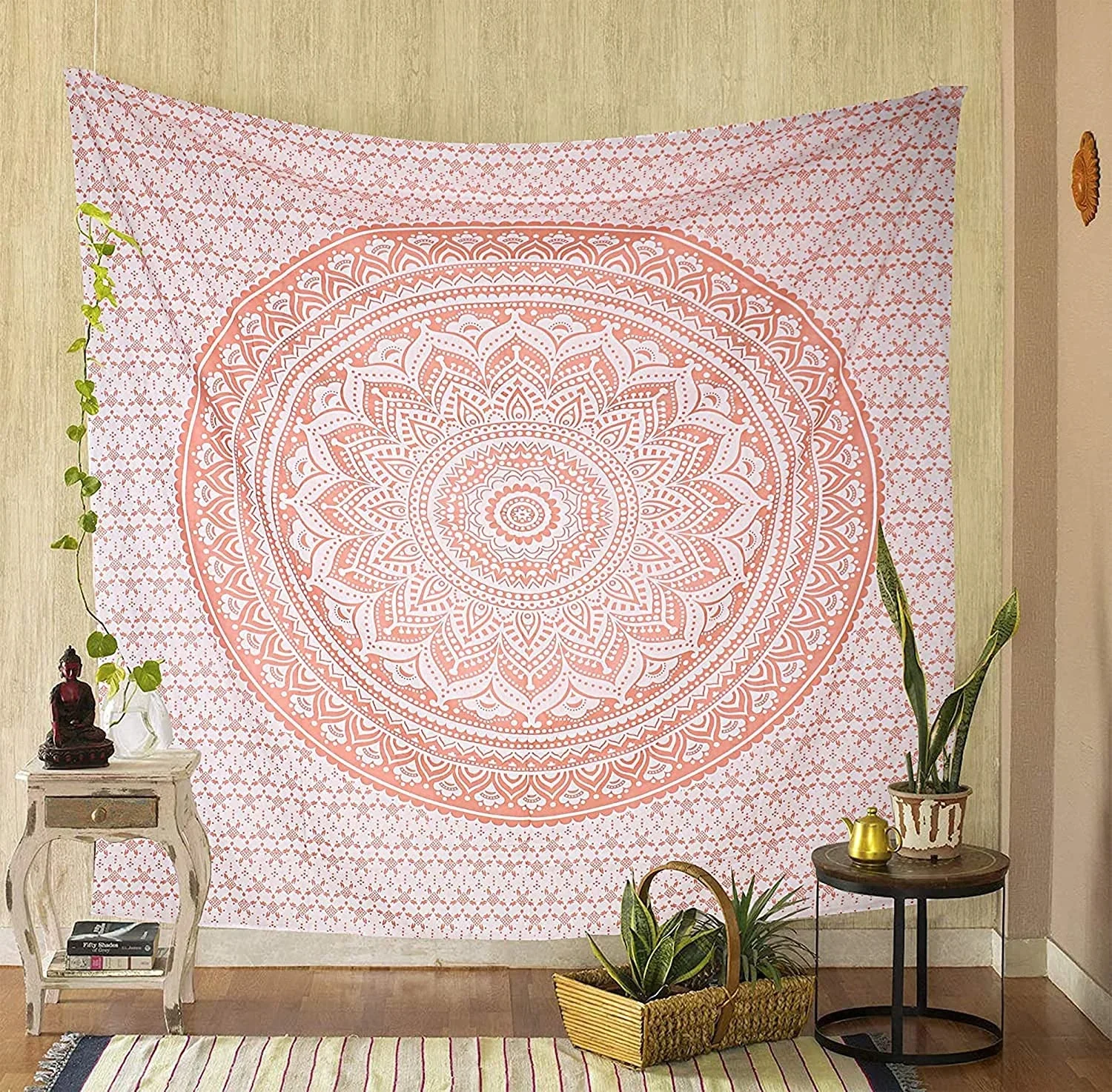 Indian cotton grey black tapestry Mandala wall hanging - bedroom Tapestry - separate tapestry Hippie room decoration -