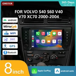 CHSTEK Car Radio Multimedia Player Android 13 for Volvo S60 S40 V40 V70 XC70 XC90 2000-2004 Wireless Carplay Navigation GPS 4G