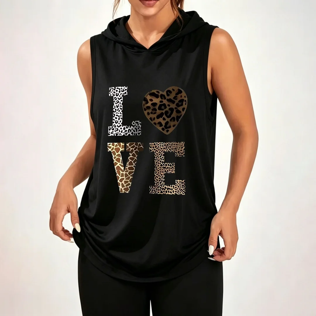 Sudadera unisex con estampado de animales y letras; 100% poliéster; top deportivo informal de corte holgado.