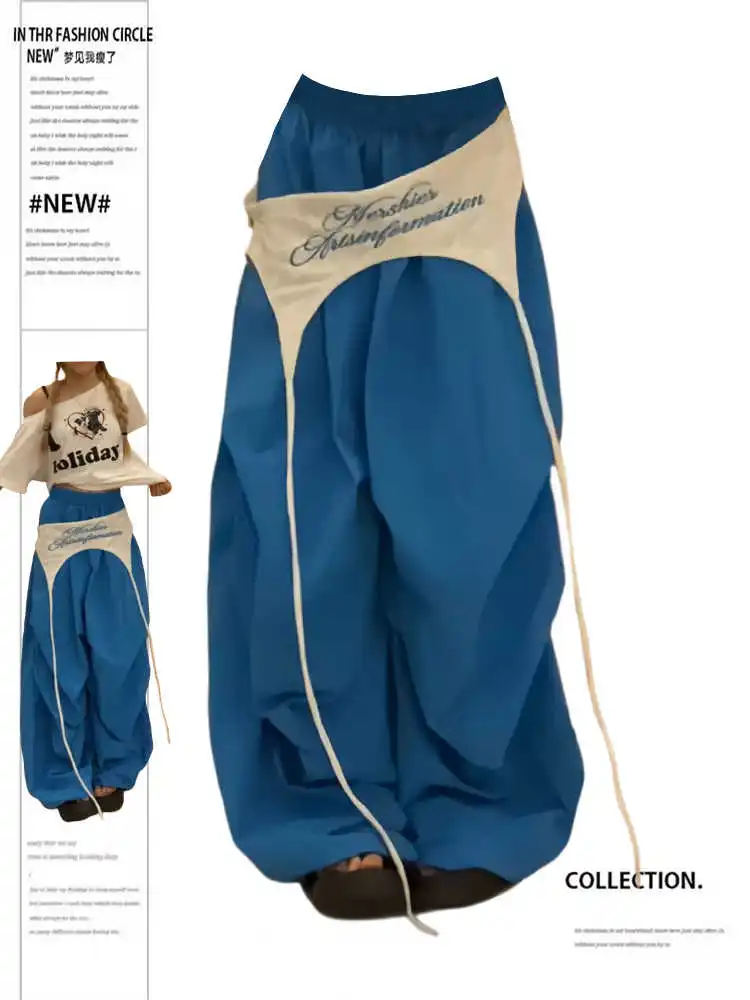 

Summer Women Baggy Harajuku Grunge Loose Casual Parachute Pants Long Trousers Solid Color Y2k Japanese Streetwear Pants Tide