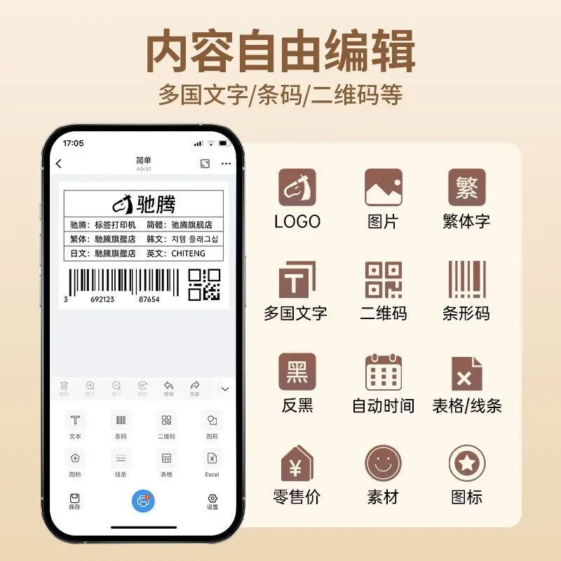 Aangepaste CT220D-Border Desktop Label Printer Voedsel, Melk Thee Tags, Thermische Zelfklevende Barcode Supermarkt Label Printer