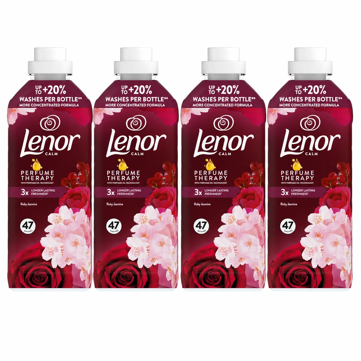4x Lenor Ruby Jasmine Rinsing Fluid 47 Wasbeurten 987ml