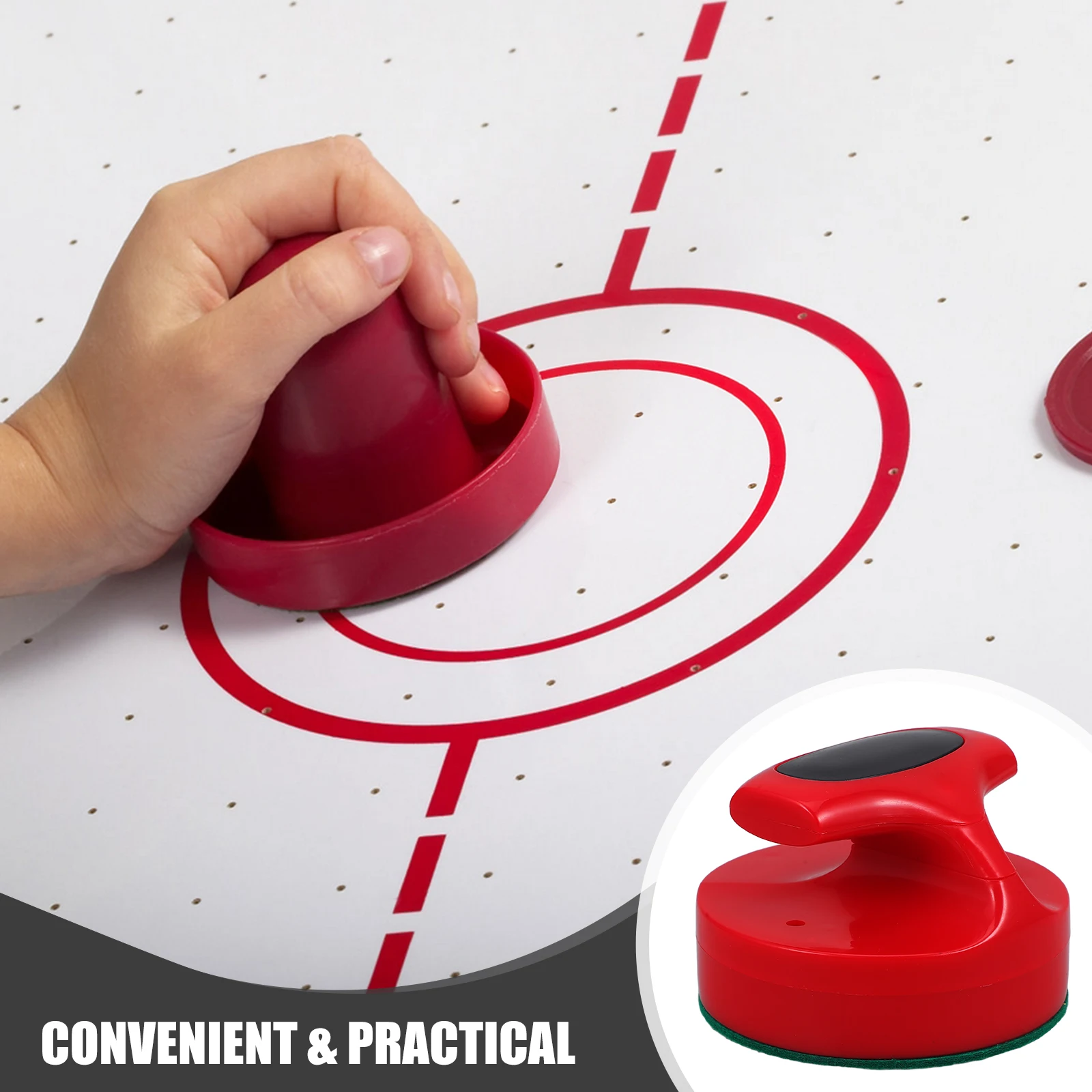

1pc Air Hockey Paddle Push Handle 94mm Ice Hockey Replacement Pusher Red Felt Coated Smooth for Tabletop Plastic Accessories