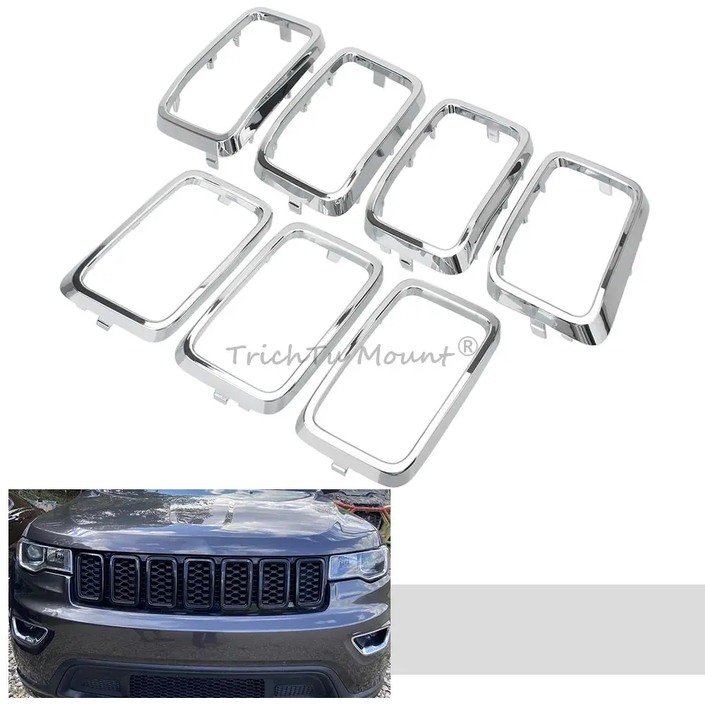 7 Pcs Front Grille Grill Inserted Ring Trim SUV Accessories For Jeep Grand Cherokee 2017-2021 2016 75th Anniversary