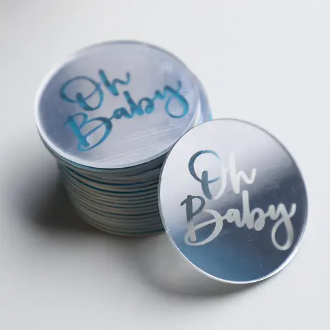 10 st Oh Baby Spegel Akryl Tårtdekorationer Könsavslöjande Bakning Cupcake Topper Baby Shower 1:a Födelsedagsfest Tårtdekorationer 10 best sales tårtdekoration för babyn - №10