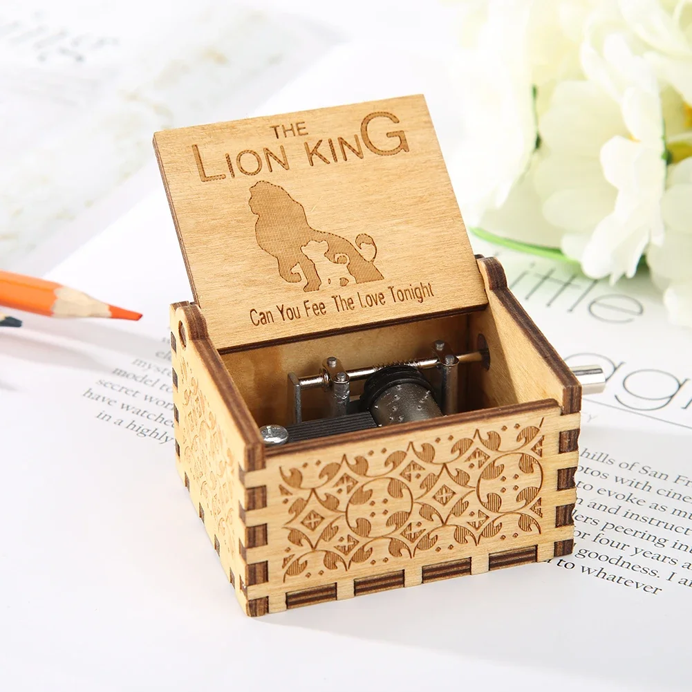 Sleeping Lion Music Box Mini Wooden Music Box Hand Cranked  Musical Box Vintage Home Decoration Music Boxes Valentine's Day Gift