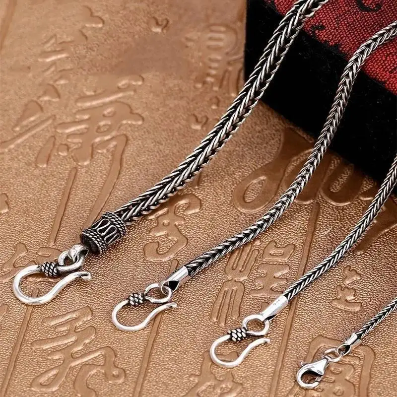 

1.5/2/2.6/3.6MM 925 Sterling Silver Franco Chain Necklaces For Men Women Solid Long Foxtail Link Chains Unisex 50/55/60/70cm
