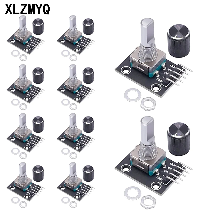 10PCS KY-040 360 Degrees Rotary Encoder Module with Knob Cap 5V Brick Sensor Switch Development Board Module for Arduino DIY Kit