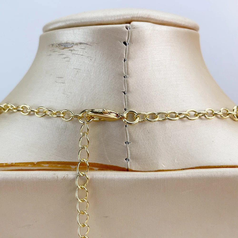 YUMINGLAI Simple Design Two Tones Necklace Earring African Party Ladies Jewelry Set FHK20453