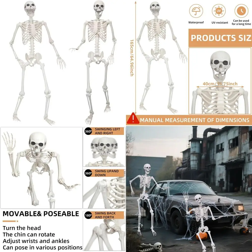 

Life Size 5.4ft Halloween Skeletons, Full Body Human Bones with Movable Joints for Indoor Outdoor Decorations