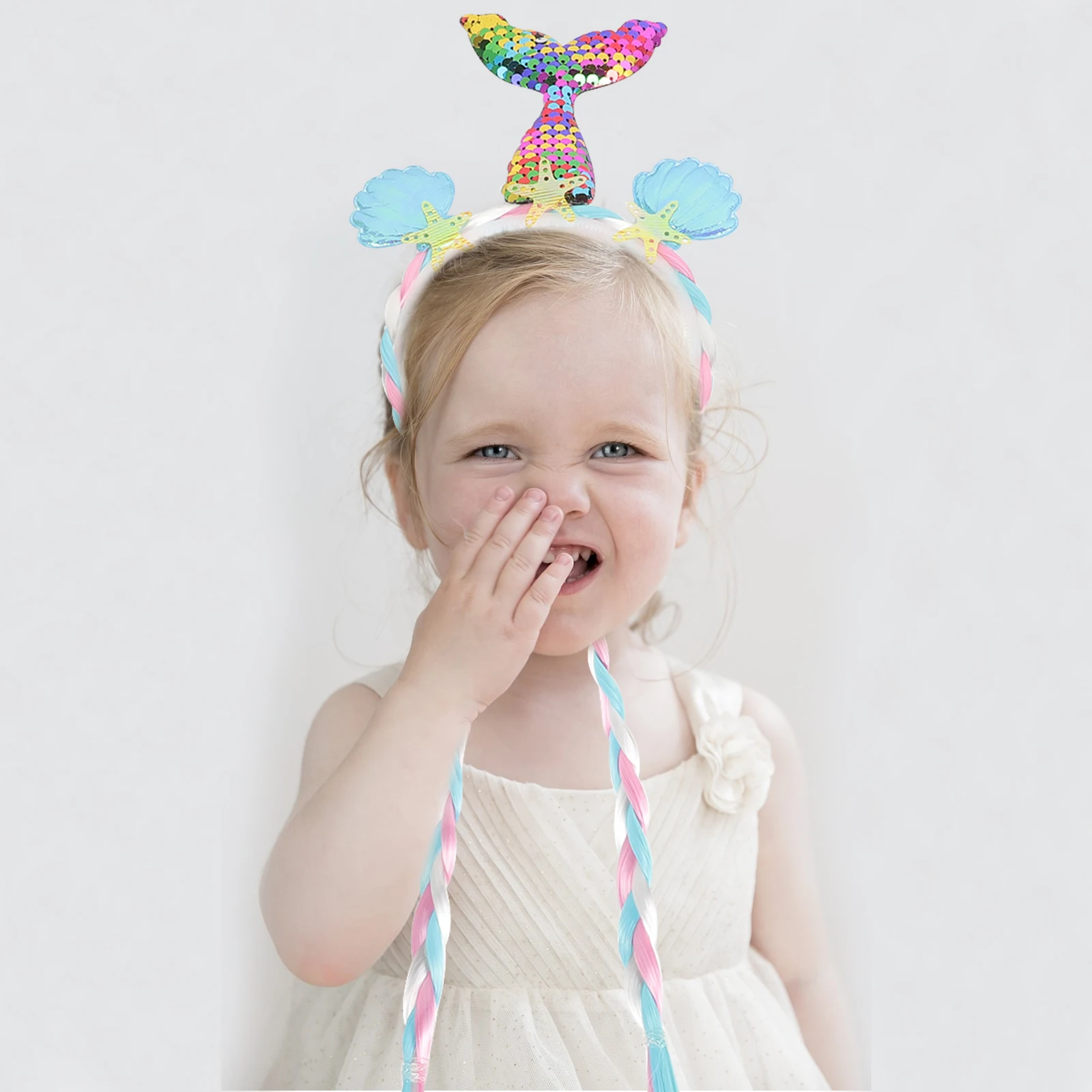 

2Pcs Kids Hairb s Rainbow Braid Mermaid Headdress Headb s Girls Hair Accessories Childrens Cosplay Props