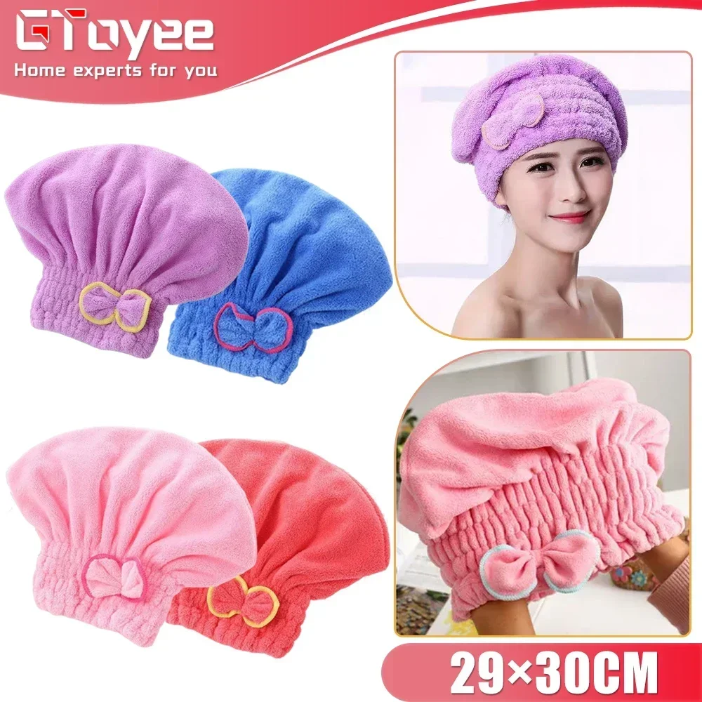 Microfiber Quick Hair Drying Towel Bathcap Spa Bowknot Wrap Towel Hat Bathroom Accessories Bonnets for Women Fashion Shower Cap