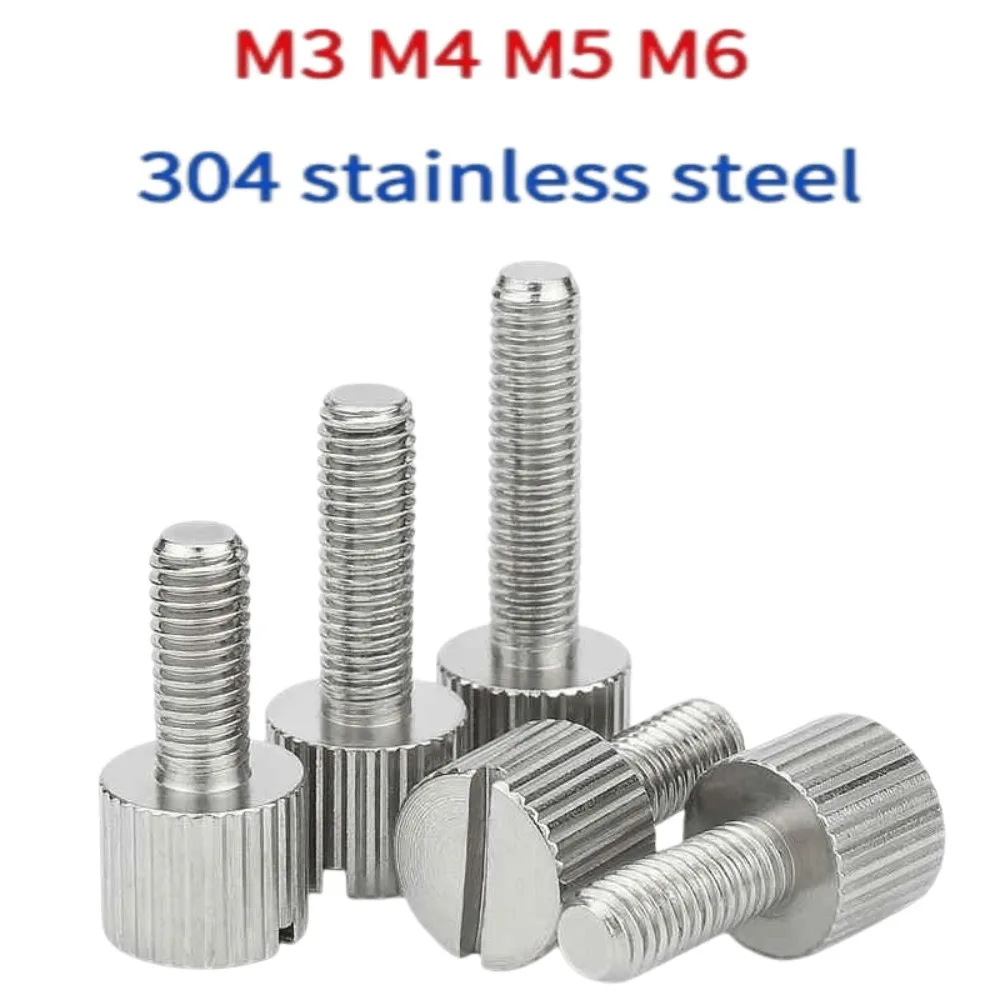 Heavy‑Duty M3‑M6 304 Stainless Steel Knurled Hand Twist Screw, Slotted Large Round Big Cap Single‑Head Torsion Assembly Screw