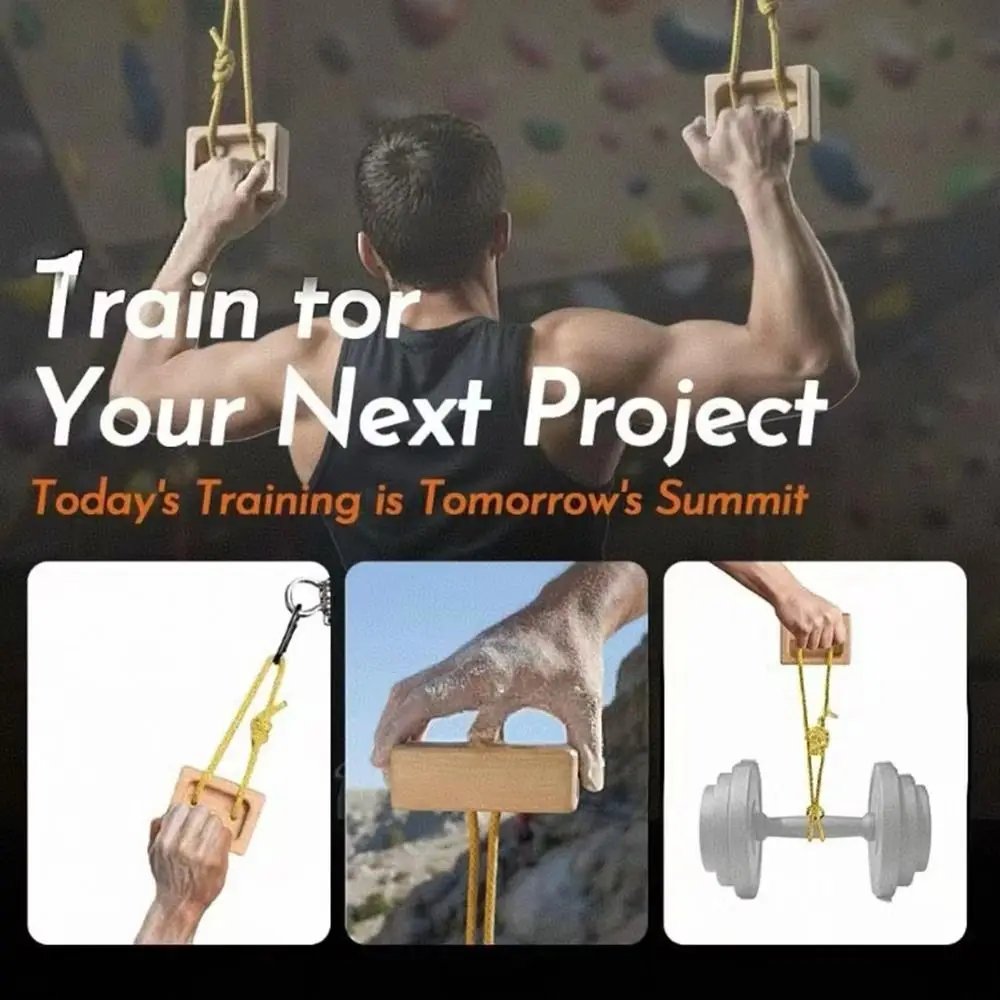 Dual Pocket Climbing Hangboard Grip Blocks Hanging Rope Rock Climb Board Wooden Forearm Climbers Finger Strengthen Board