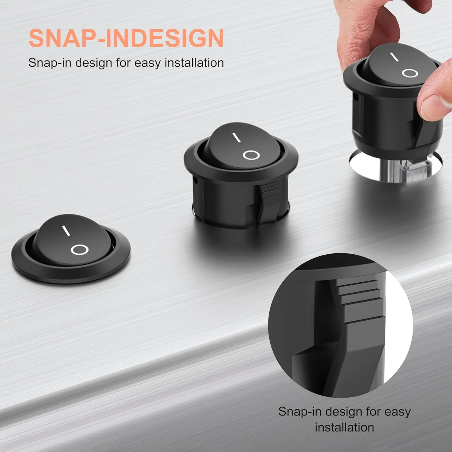 5/10 pezzi Mini interruttore a bilanciere rotondo 15mm Spst Open/Off alimentatore 12V CC facile da installare nylon e terminale durevoli