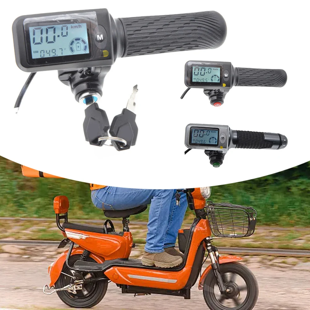 1pair E-BikeThrottle Grip Electric Scooter Throttle Grips LCD Display 36-60V E-Bike Accessories Bicycle Handlebar With Display